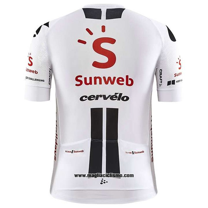 2020 Abbigliamento Ciclismo Sunweb Bianco Manica Corta e Salopette